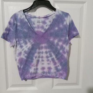 Tie Dye Crop Top - Purple/Black/Grey
